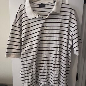 Bobby Jones White and Black Striped Polo Shirt